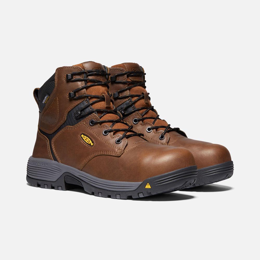 Botas de Trabajo Keen Mexico Marrom - Hombre Chicago 6\" Internal Met Waterproof (Carbon-Fiber Toe) -